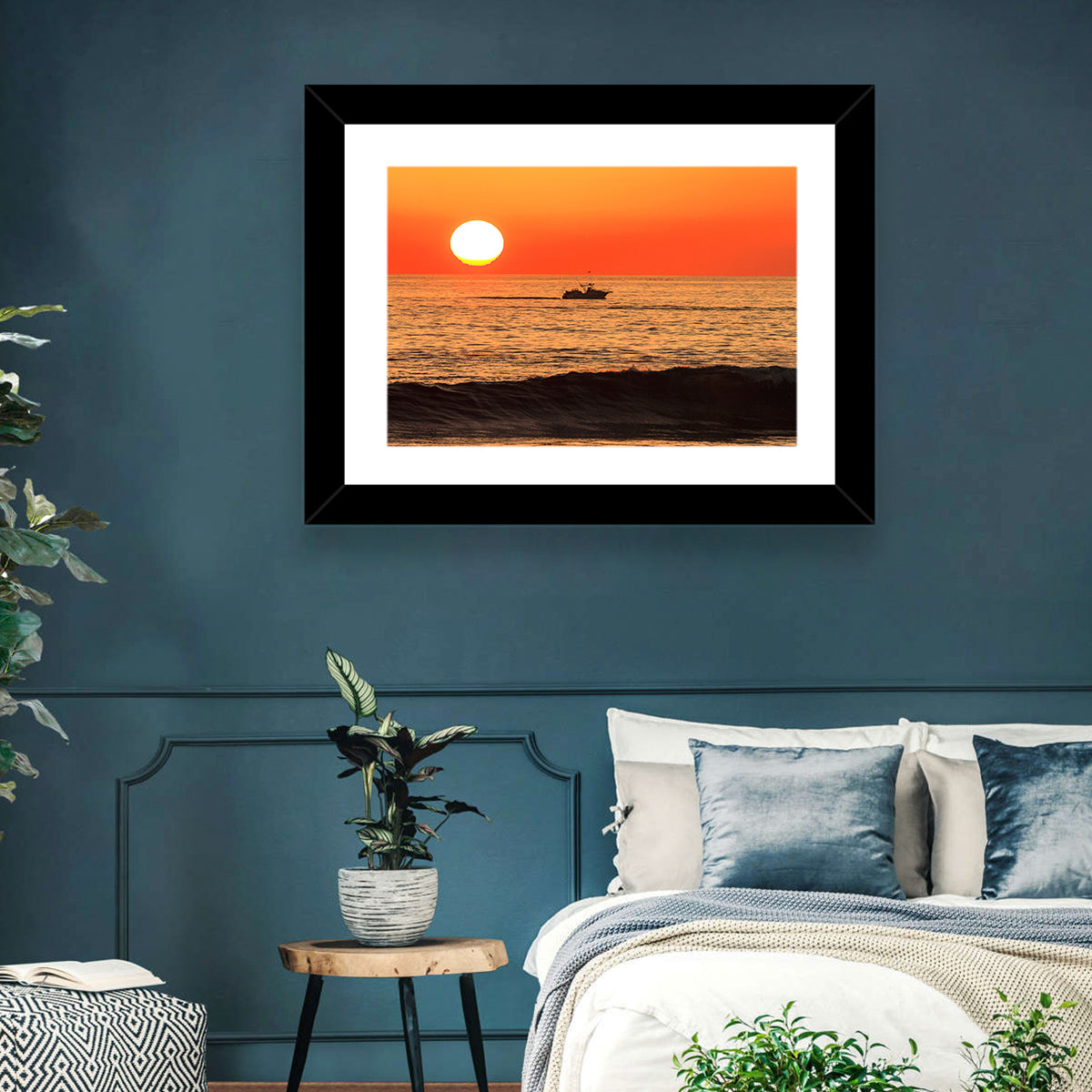 Oceanside Beach California Sunset Wall Art in a room, landscape