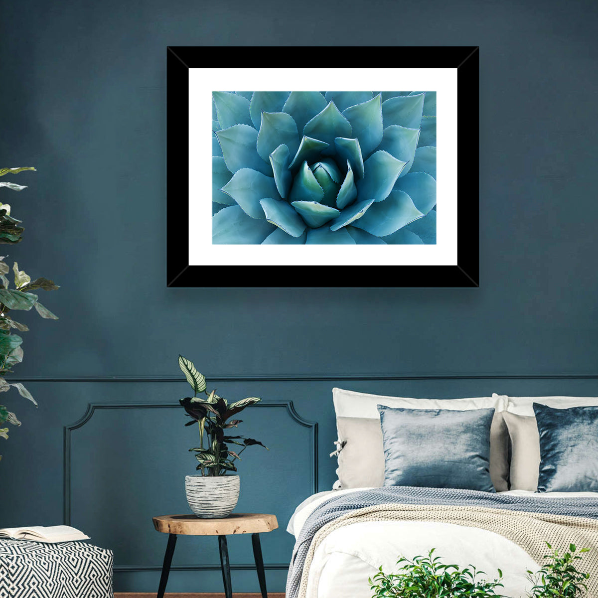 Spiral Agave Macro Wall Art in a room, landscape
