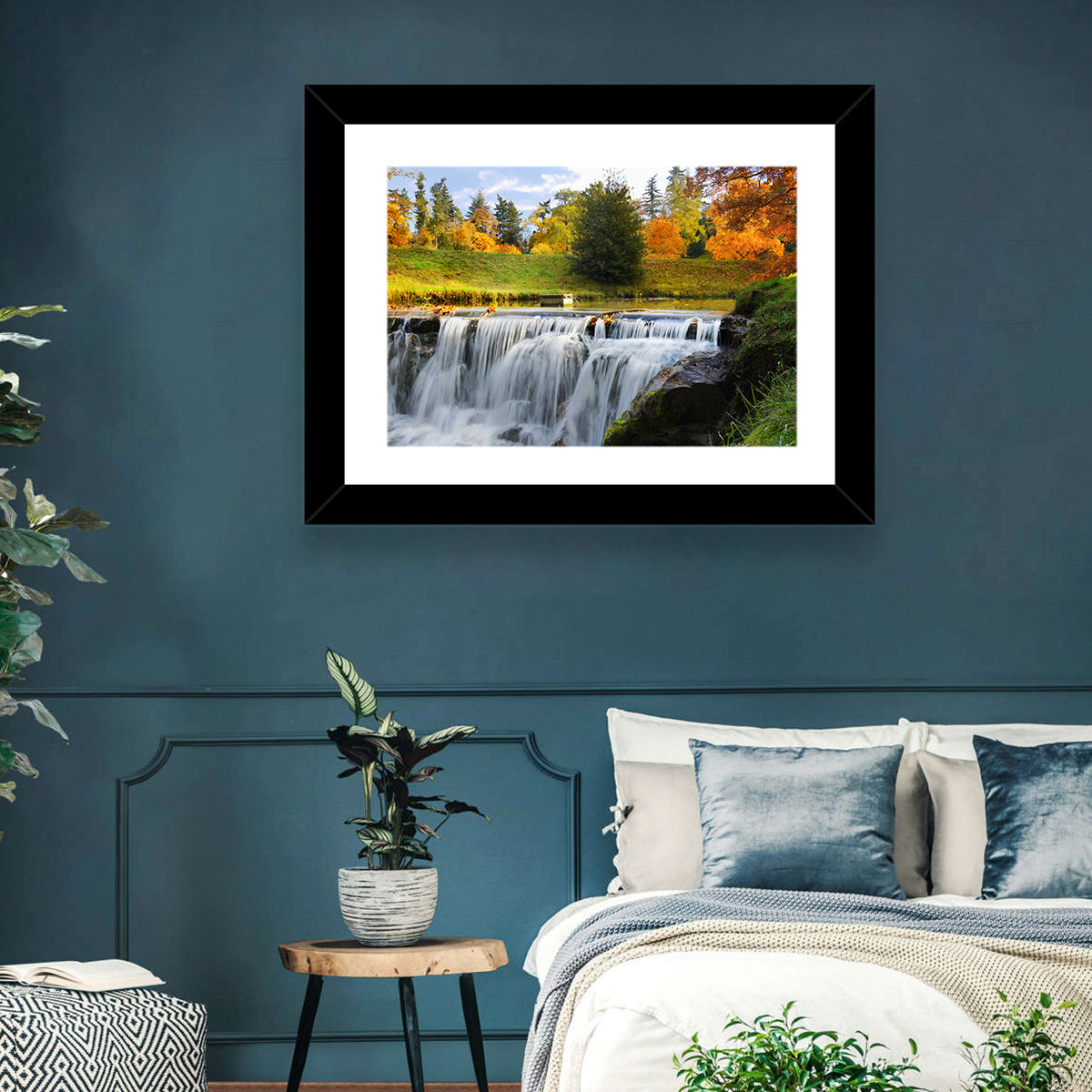 Autumn Forest Waterfall Wall Art