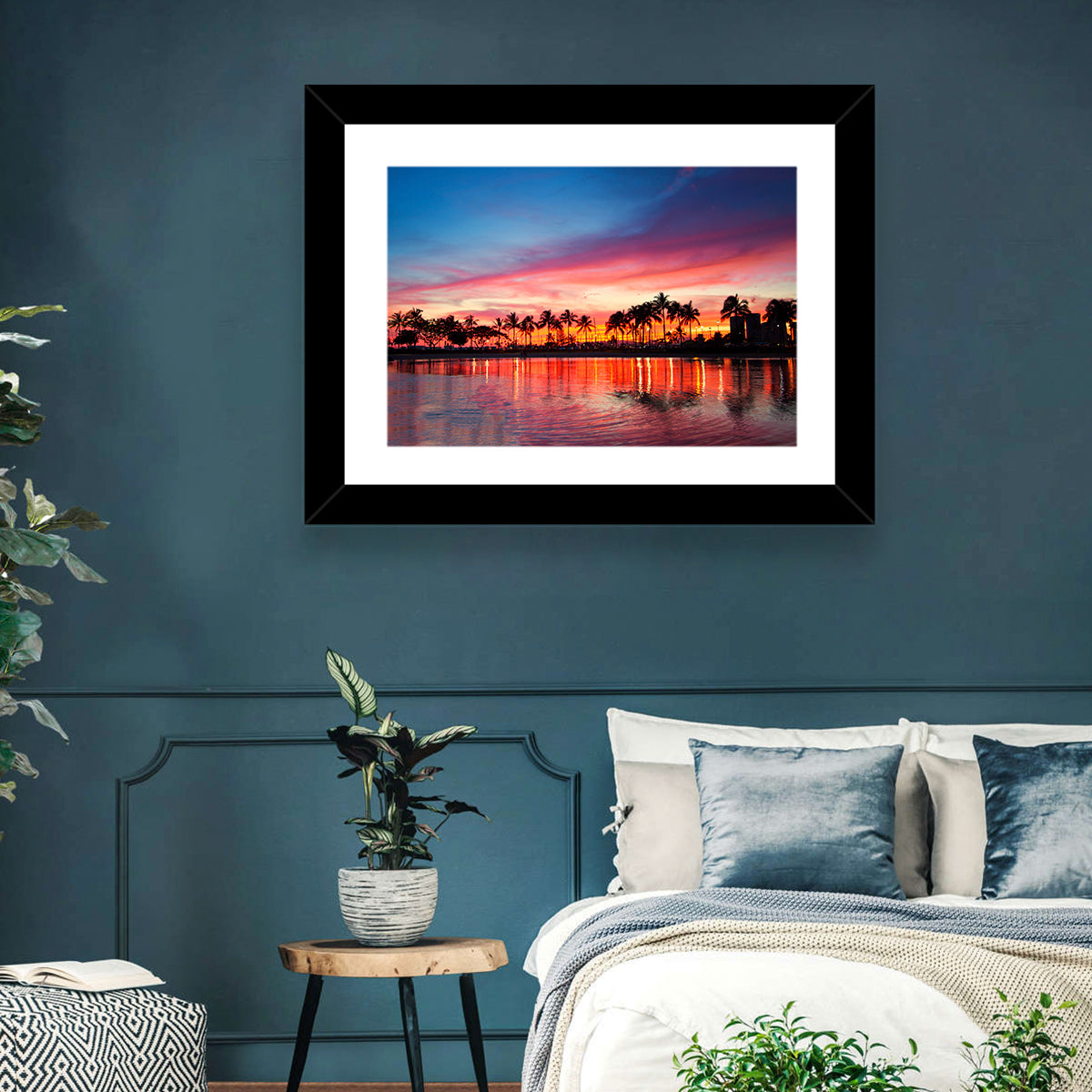 Hawaii Resort Sunset Wall Art in a room, landscape