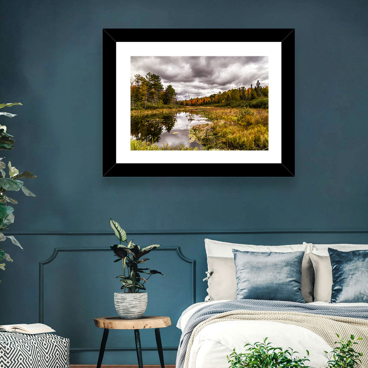 Michigan Autumn Marsh Wall Art in a room, landscape