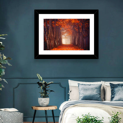 Misty Autumn Forest Path Wall Art