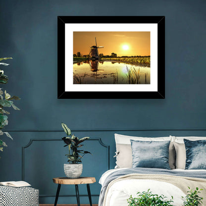 Dutch Windmill at Golden Hour Wall Art
