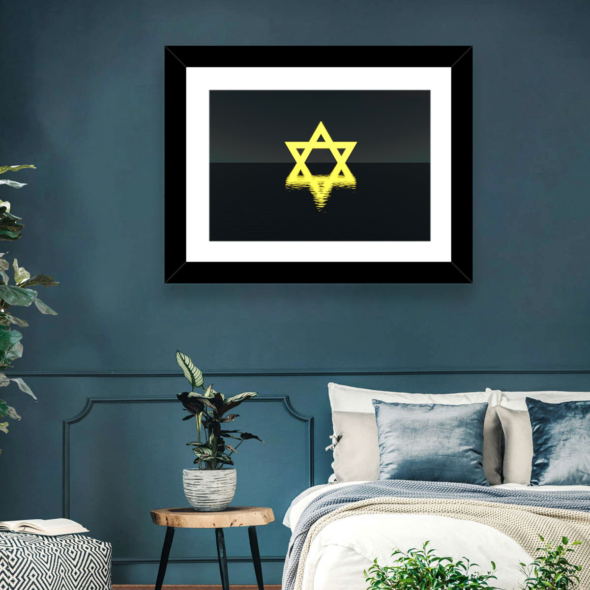 Glowing Star of David Reflection Wall Art