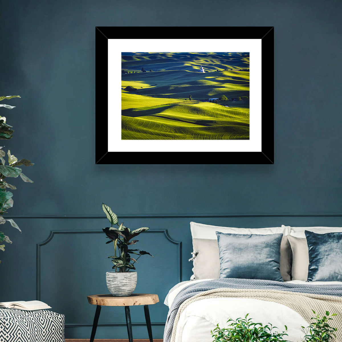 Palouse Hills with Grain Elevator Wall Art in a room, landscape