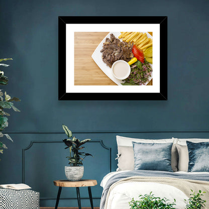 Shawarma and Fries Flat Lay Wall Art
