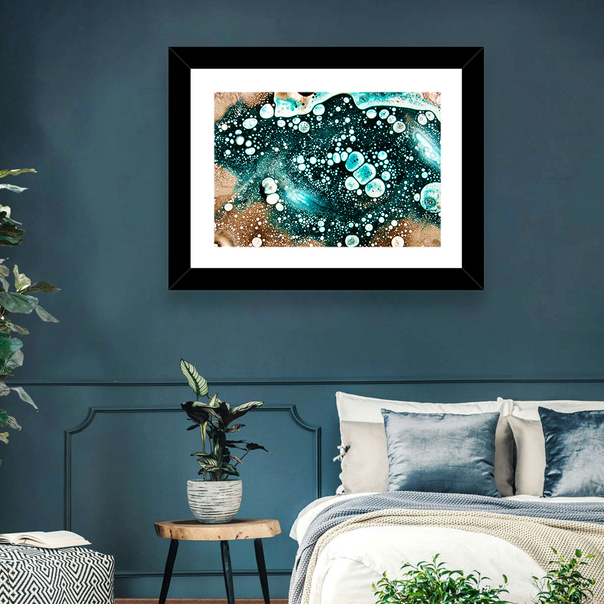 Teal Oil and Water Bubble Abstract Wall Art