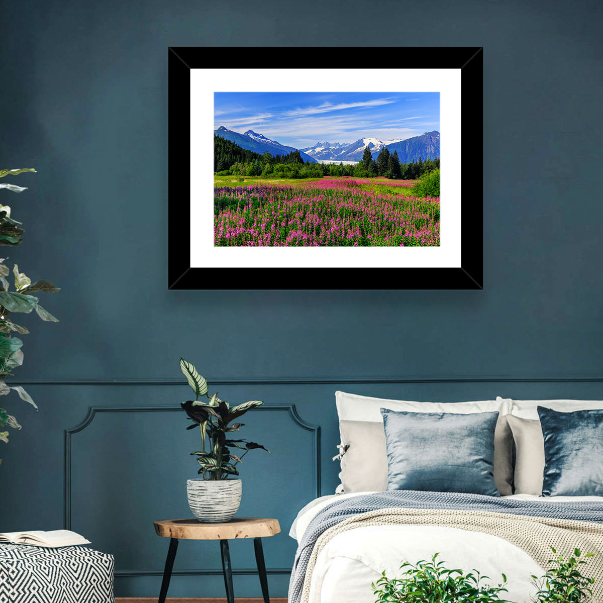 Juneau Meadow with Mendenhall Glacier Wall Art in a room, landscape