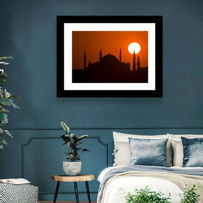 Hagia Sophia Silhouette at Sunset Wall Art