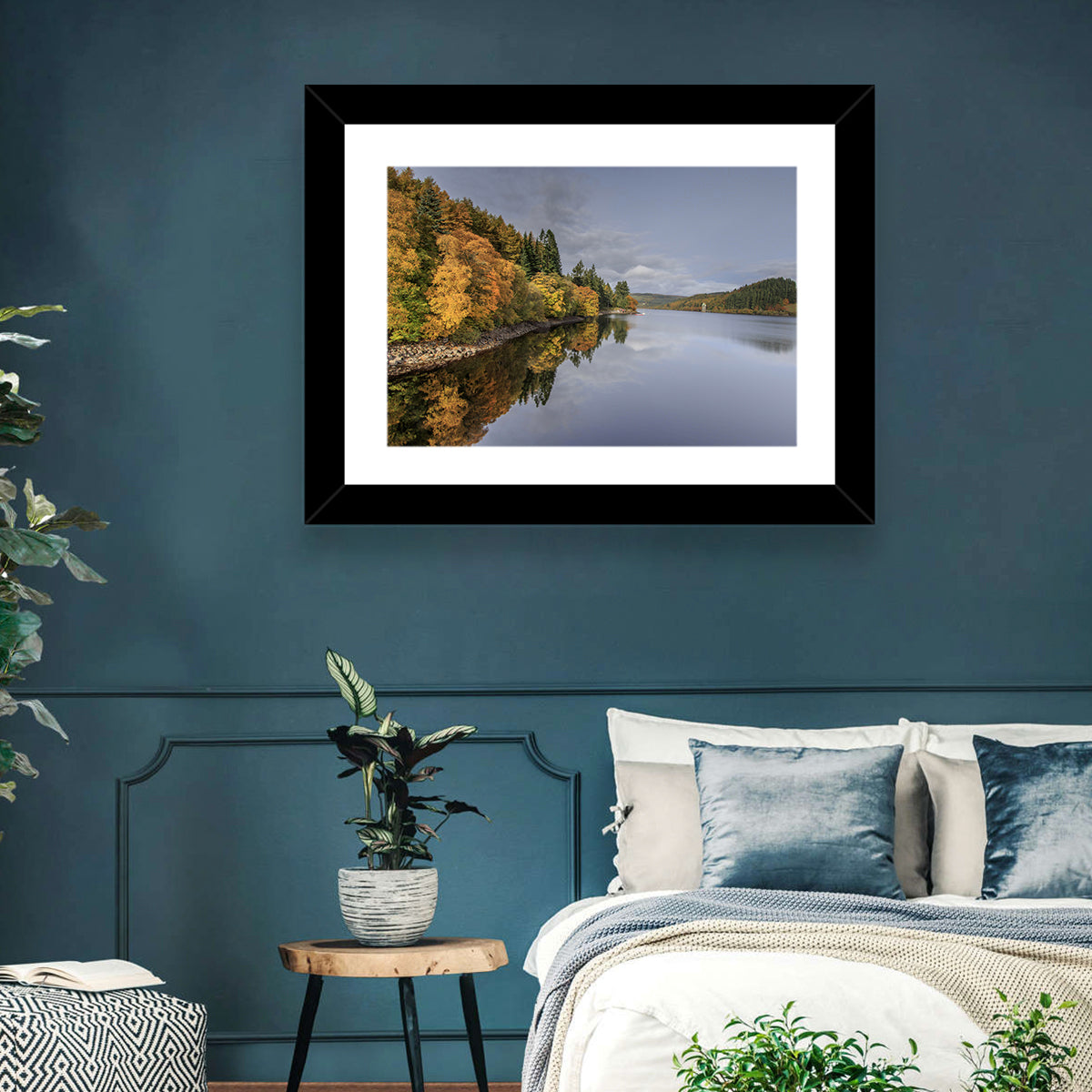 Autumn at Lake Vyrnwy Wall Art in a room, landscape