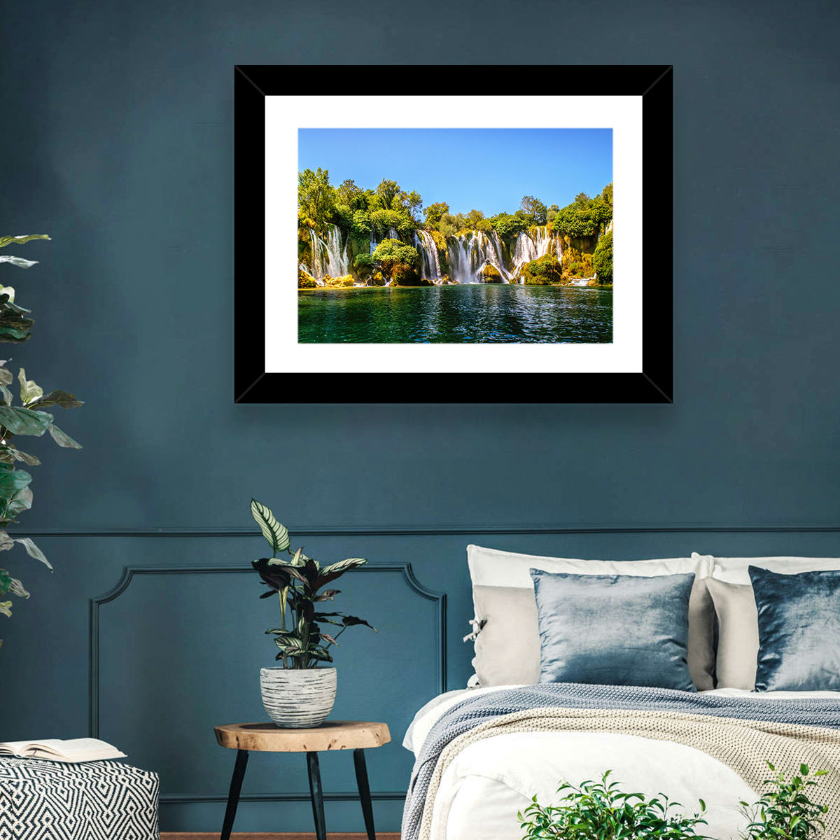 Kravice Waterfalls Wall Art in a room, landscape