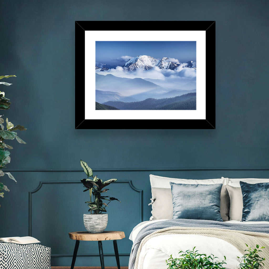 Snow-capped Peaks in Clouds Wall Art