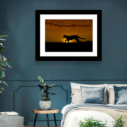 Cougar Silhouette at Sunset Wall Art