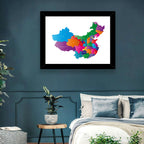 Colorful China Provinces Map Wall Art