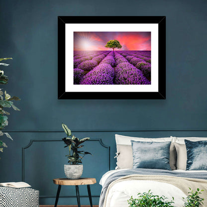Sunset Over Lavender Fields Wall Art