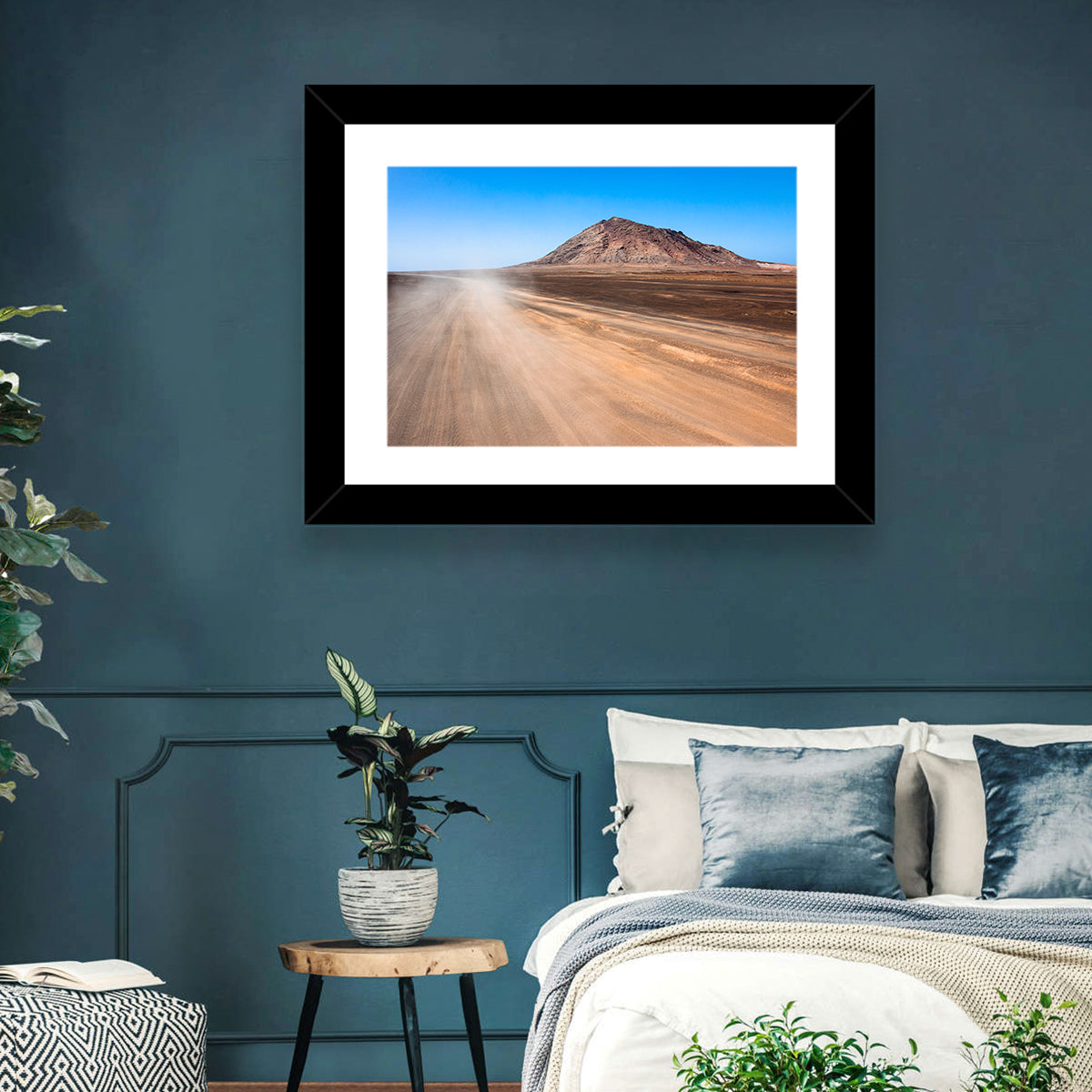 Cabo Verde Crater Road Wall Art in a room, landscape