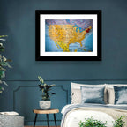 Vintage USA Map with Northeastern Pushpin Wall Art