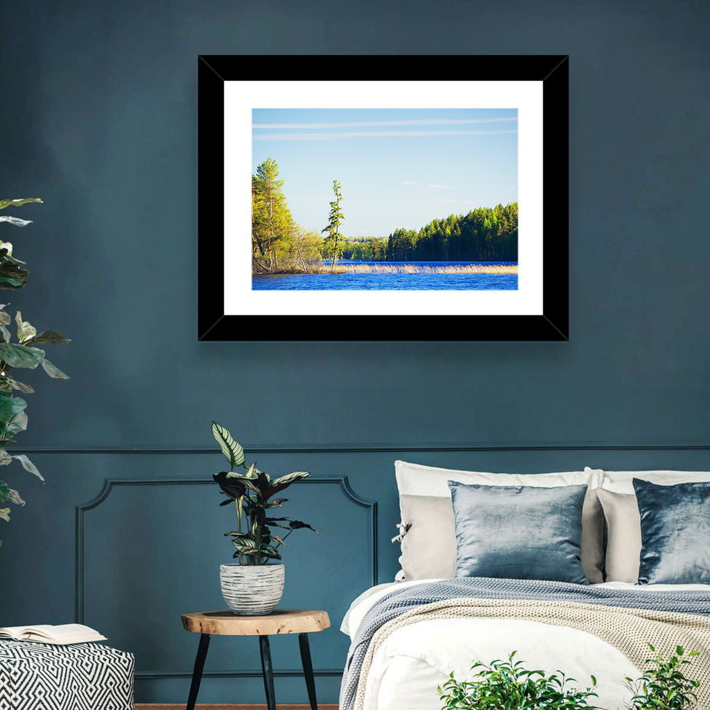 Summer Forest Lake Shoreline Wall Art