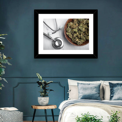 Stethoscope and Medical Cannabis Still Life Wall Art