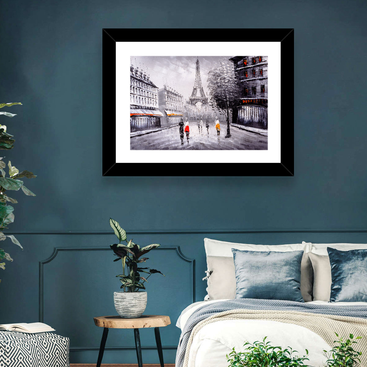 Paris Street with Eiffel Tower Wall Art in a room, landscape