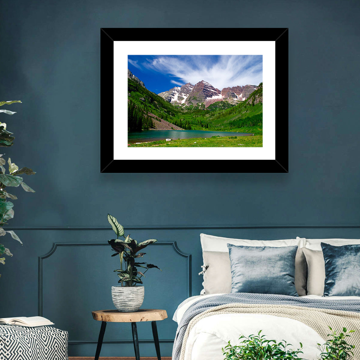 Maroon Bells Reflections at Maroon Lake Wall Art in a room, landscape