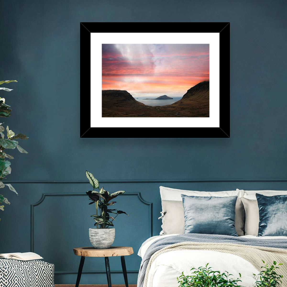 Klakkur Dusk Over Kalsoy Wall Art in a room, landscape