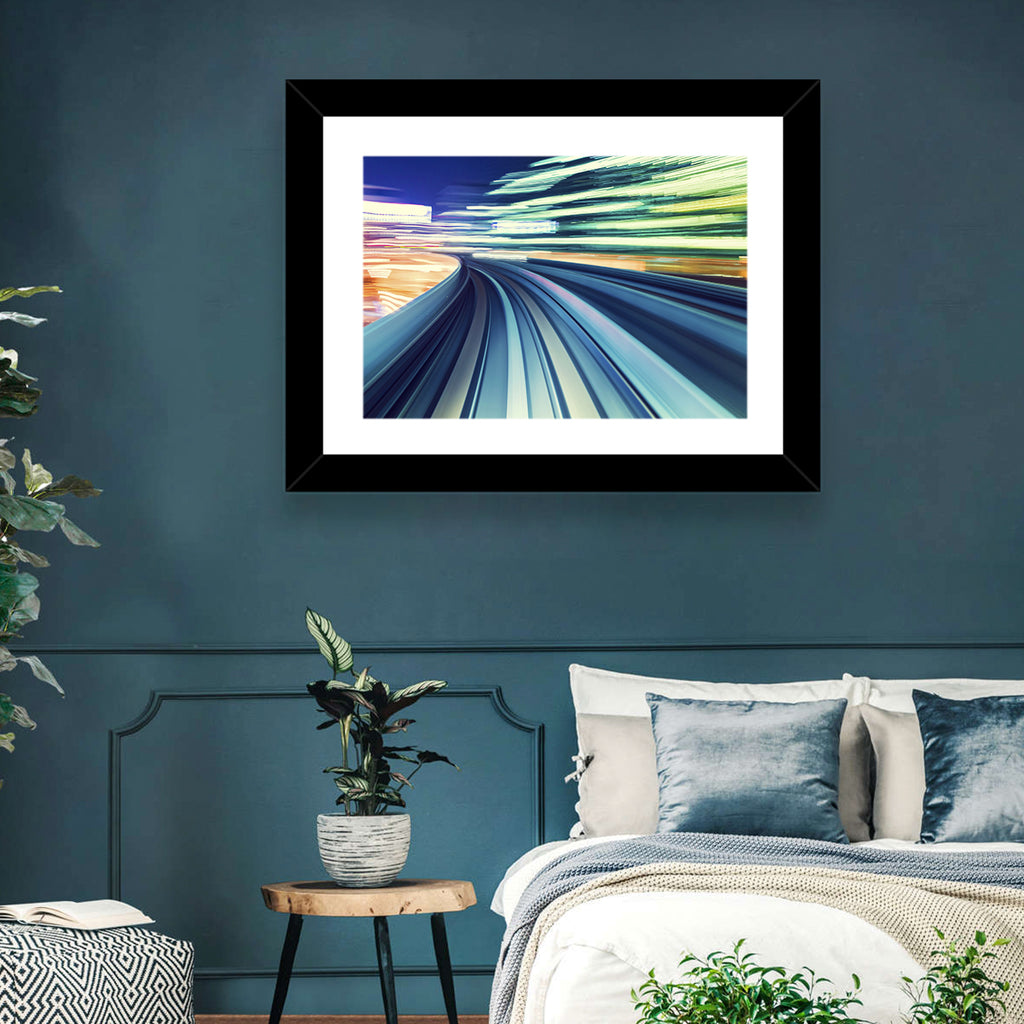 Curved Monorail Light Trails Wall Art