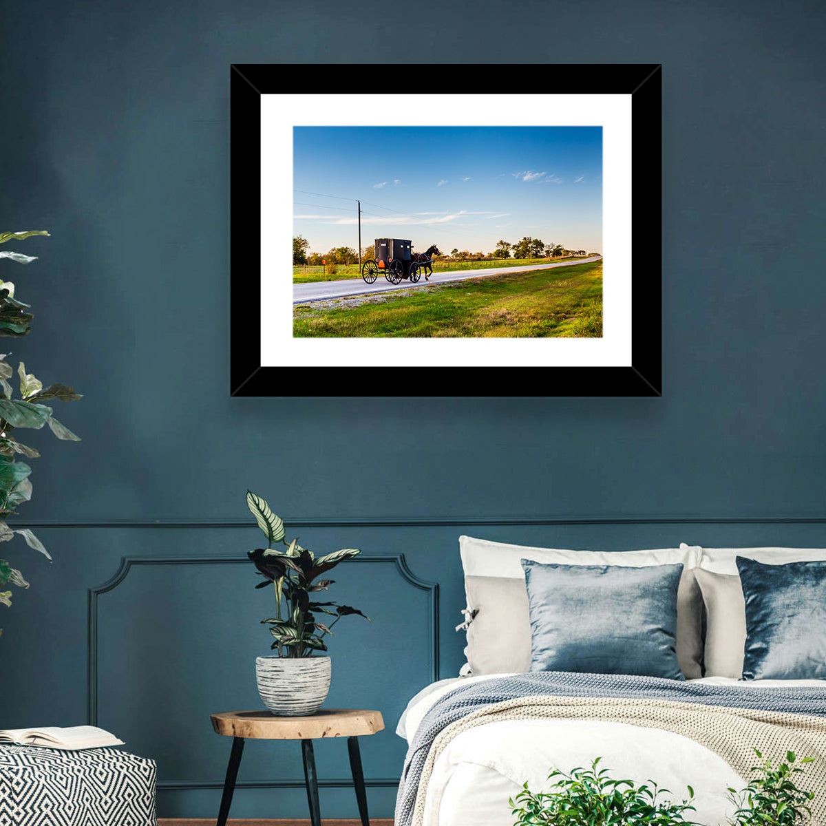Amish Horse and Buggy, Oklahoma Wall Art in a room, landscape