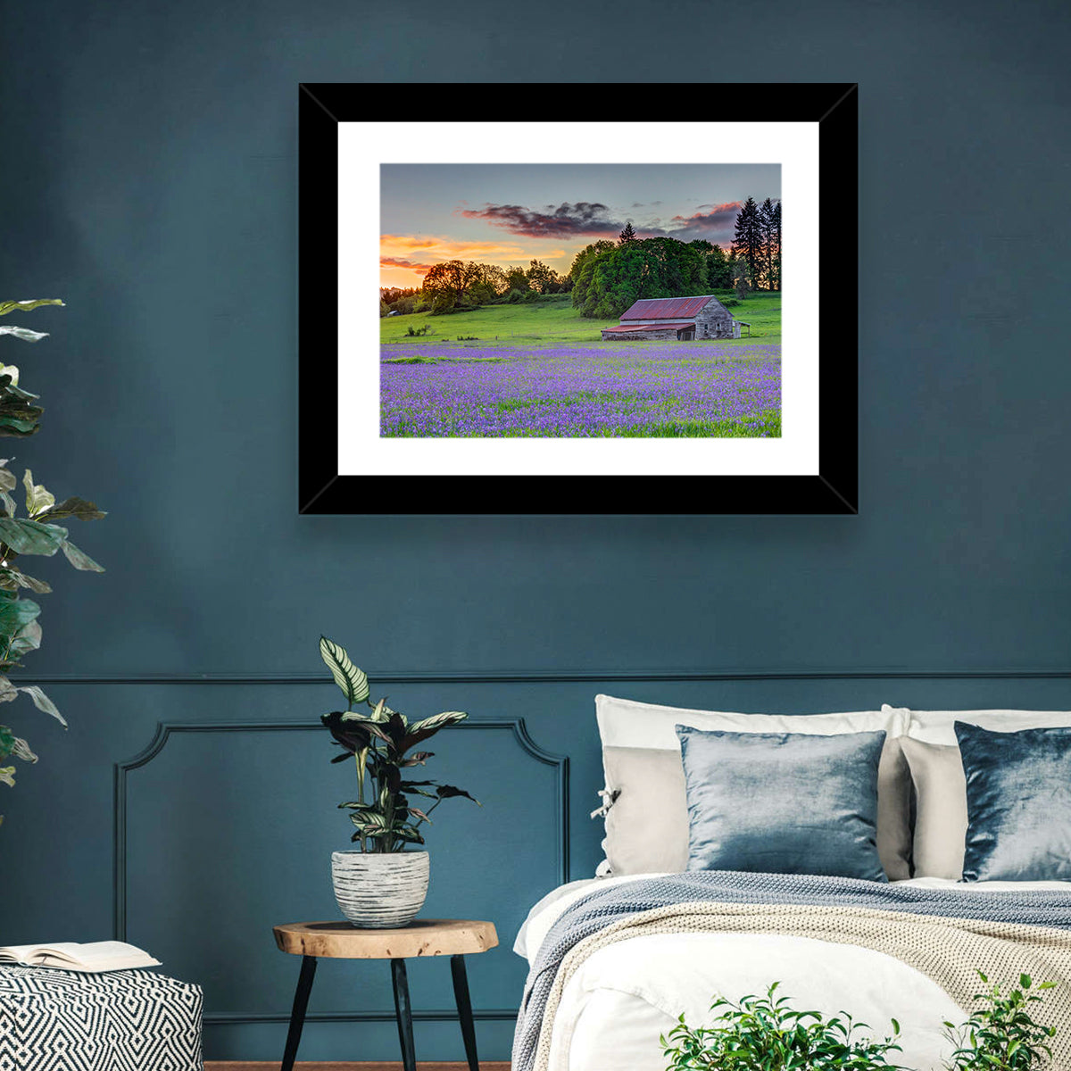 Willamette Valley Barn at Sunset Wall Art in a room, landscape