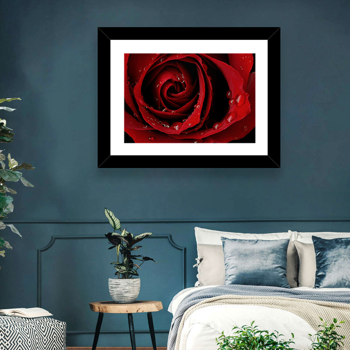 Red Rose with Dew Drops Wall Art