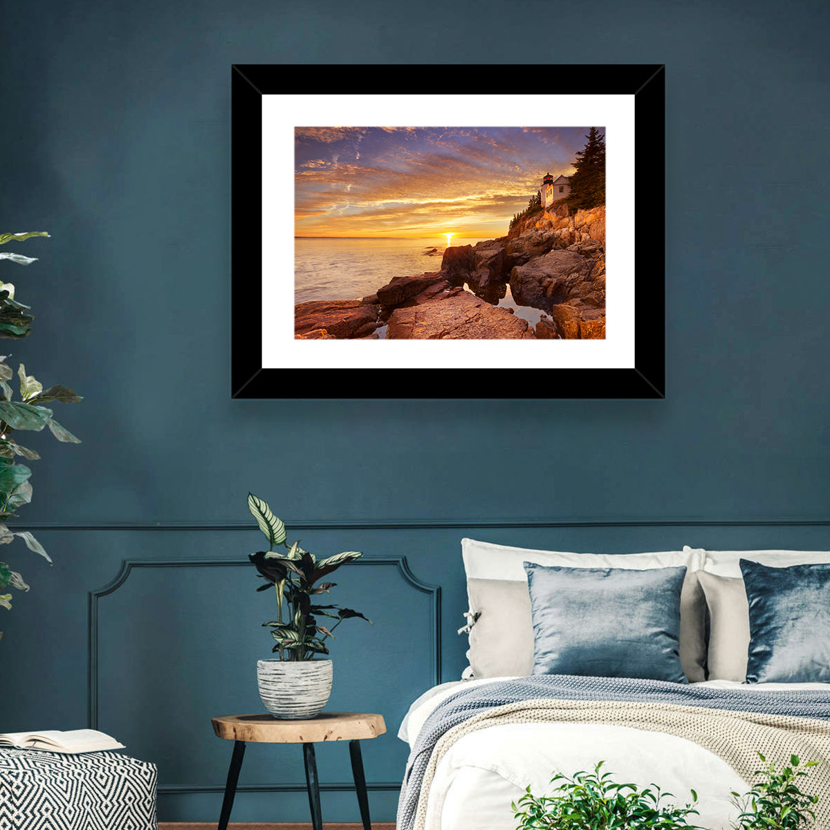 Bass Harbor Head Light at Sunset Wall Art in a room, landscape