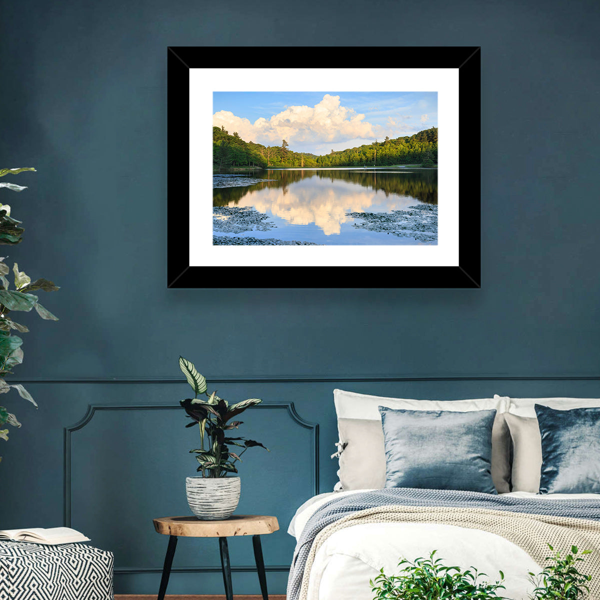 Bass Lake Reflection Wall Art in a room, landscape