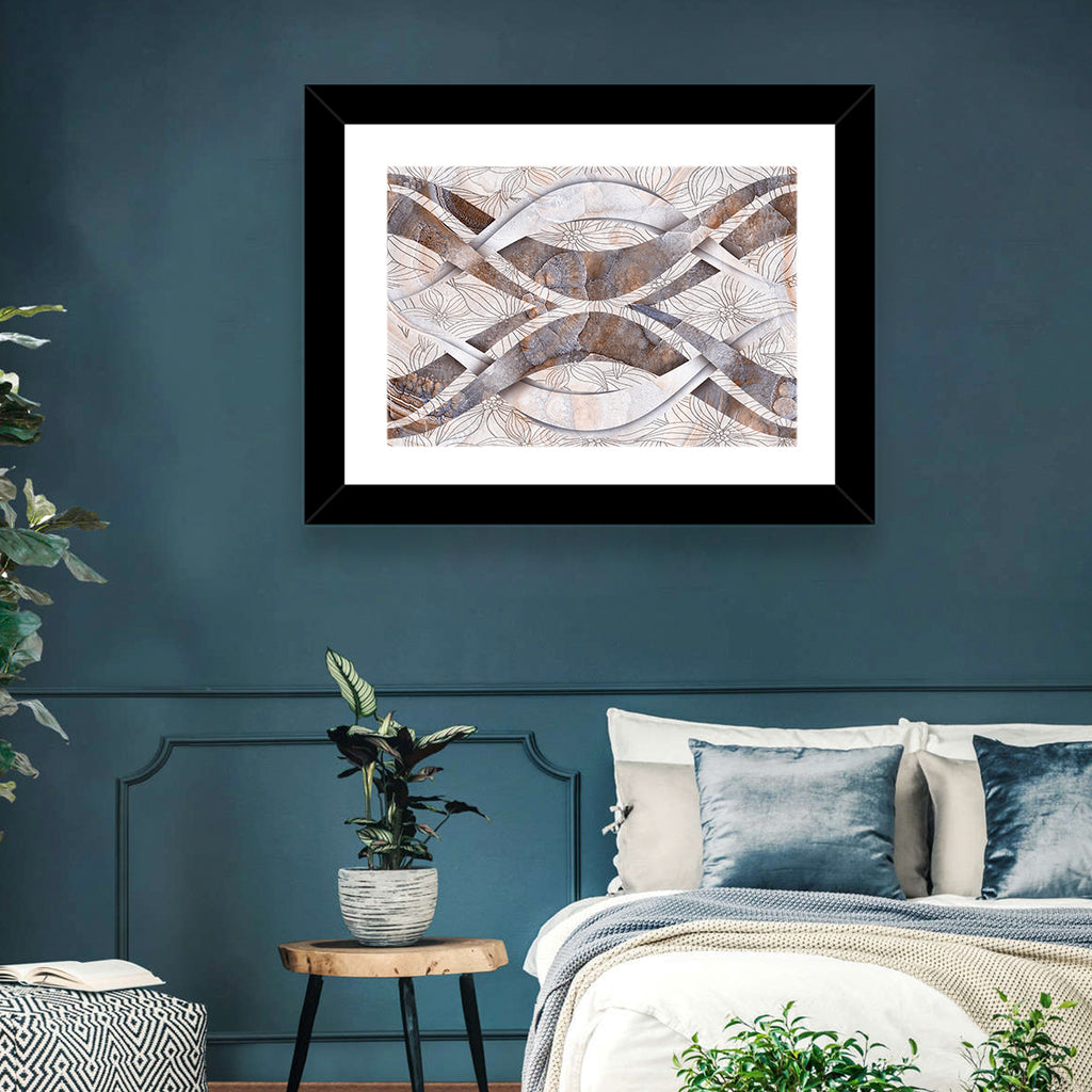 Waving Stone with Line Flowers Wall Art