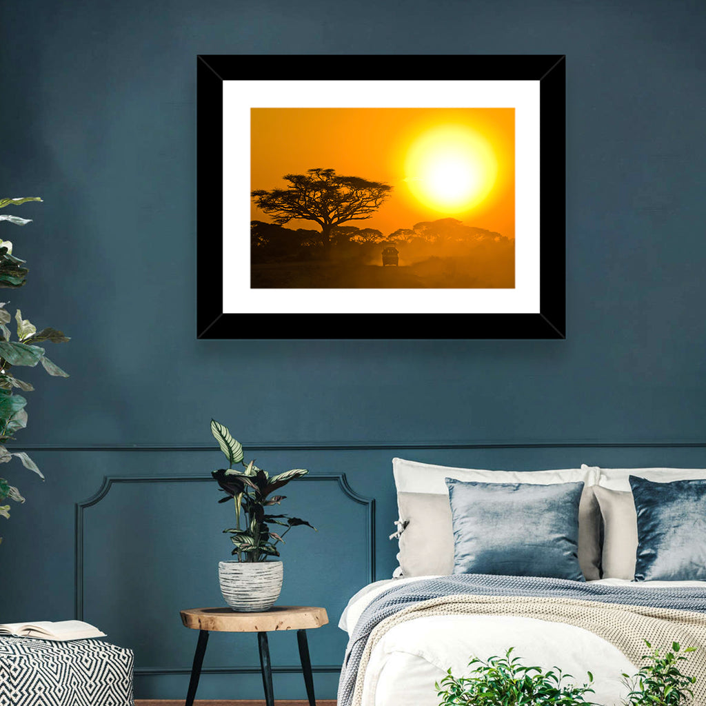 Jeep on Savannah at Sunset Wall Art