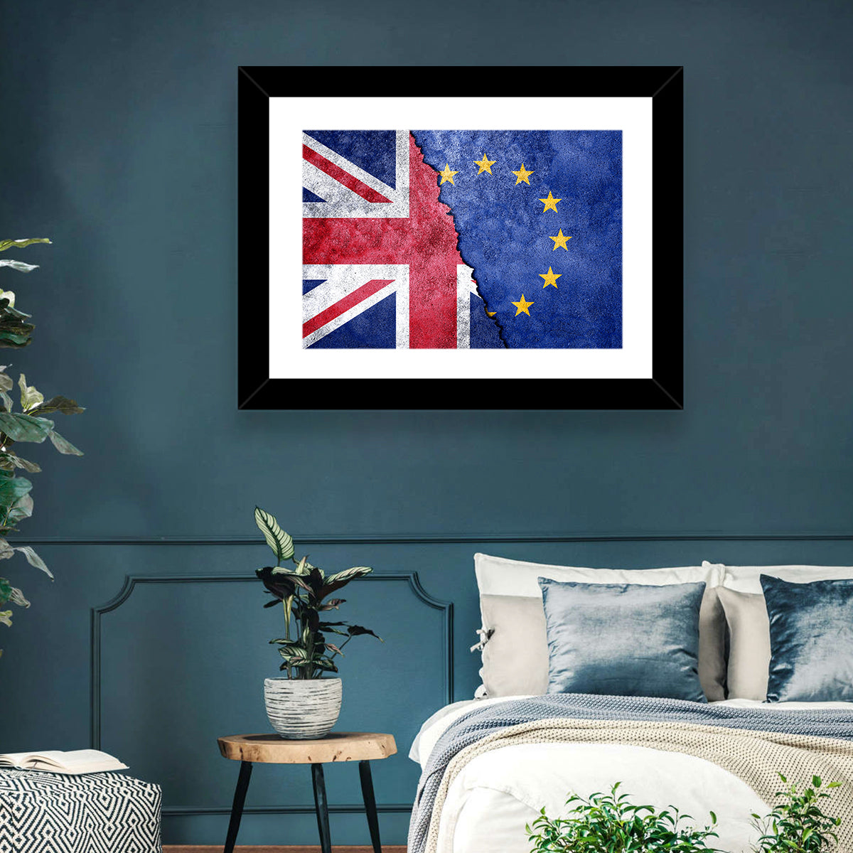 Divided Union Jack and Eu Flag Wall Art
