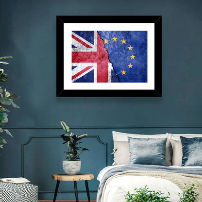 Divided Union Jack and Eu Flag Wall Art