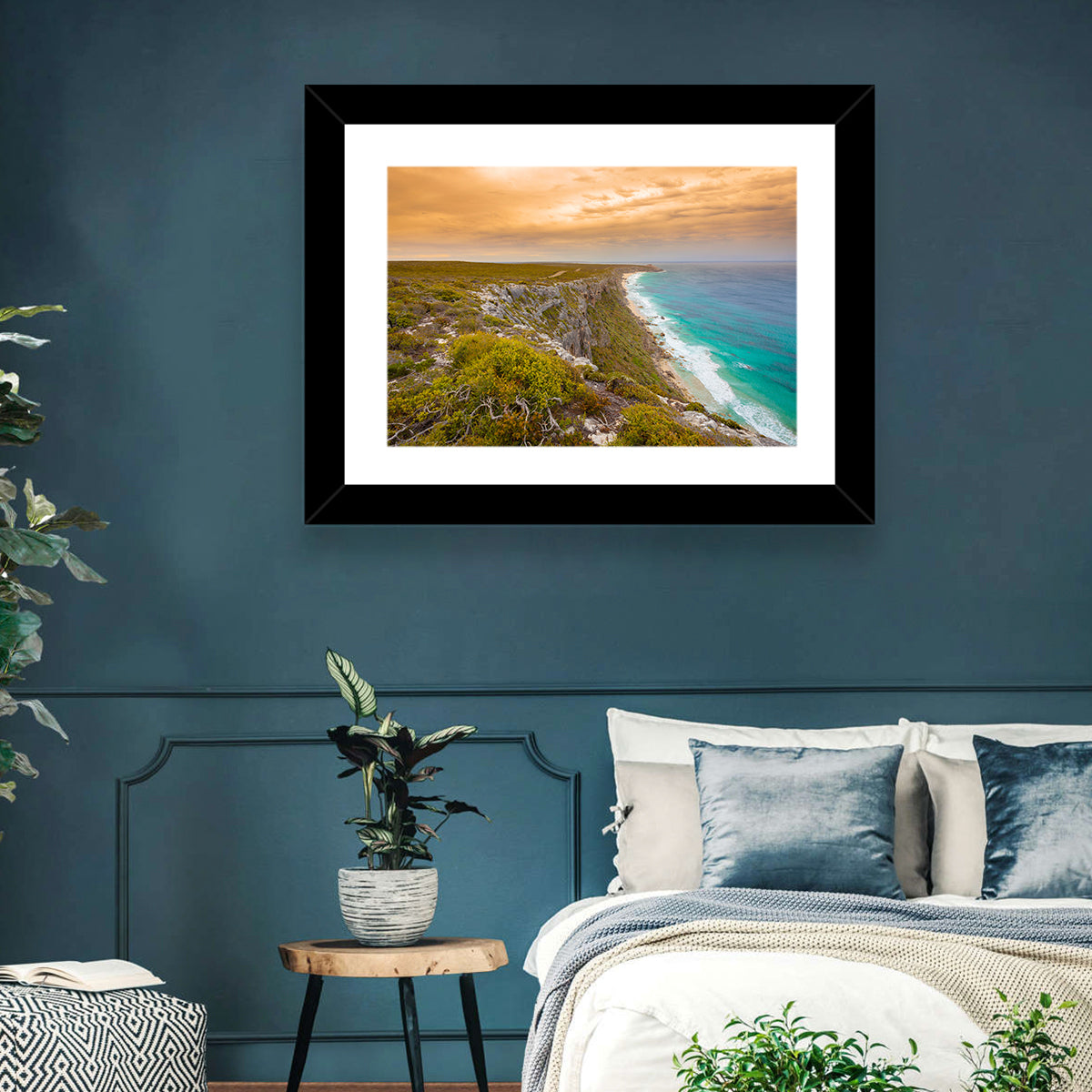 Kangaroo Island Turquoise Cliff Coast Wall Art in a room, landscape