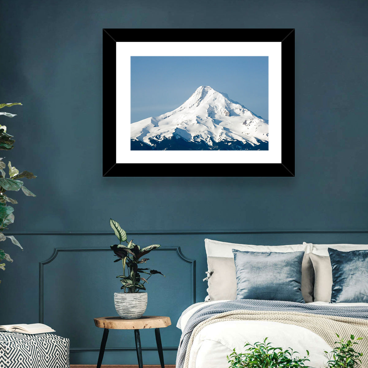 Mount Hood Winter Peak Wall Art in a room, landscape