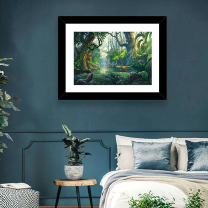 Sunlit Jungle River Wall Art