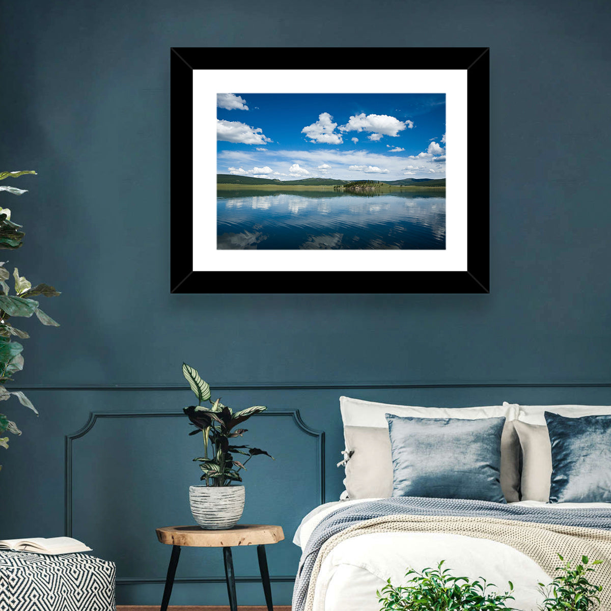 Lake Khovsgol Reflection Wall Art in a room, landscape