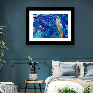 Golden Blue Abstract Wall Art