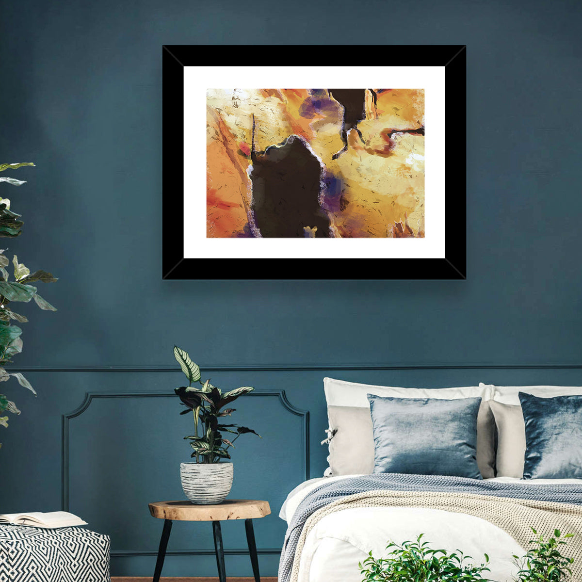 Merging Continents Textured Abstract Wall Art in a room, landscape