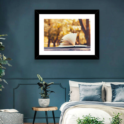 Open Book in Golden Autumn Light Wall Art