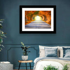 Golden Autumn Tree Tunnel Wall Art