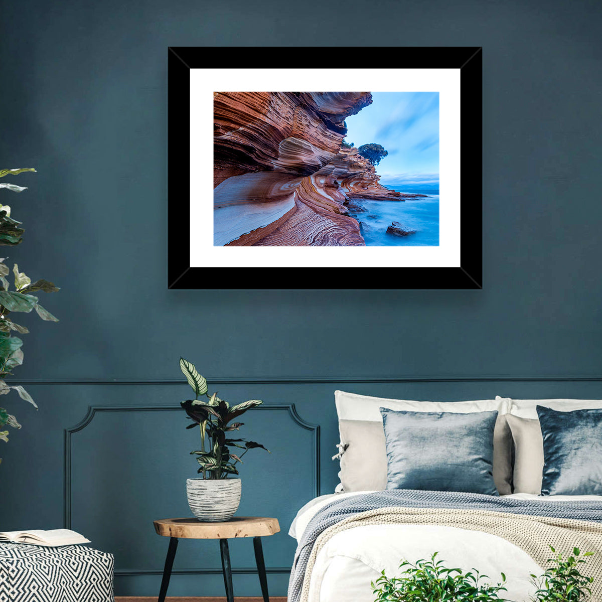 Painted Cliffs, Maria Island Wall Art in a room, landscape