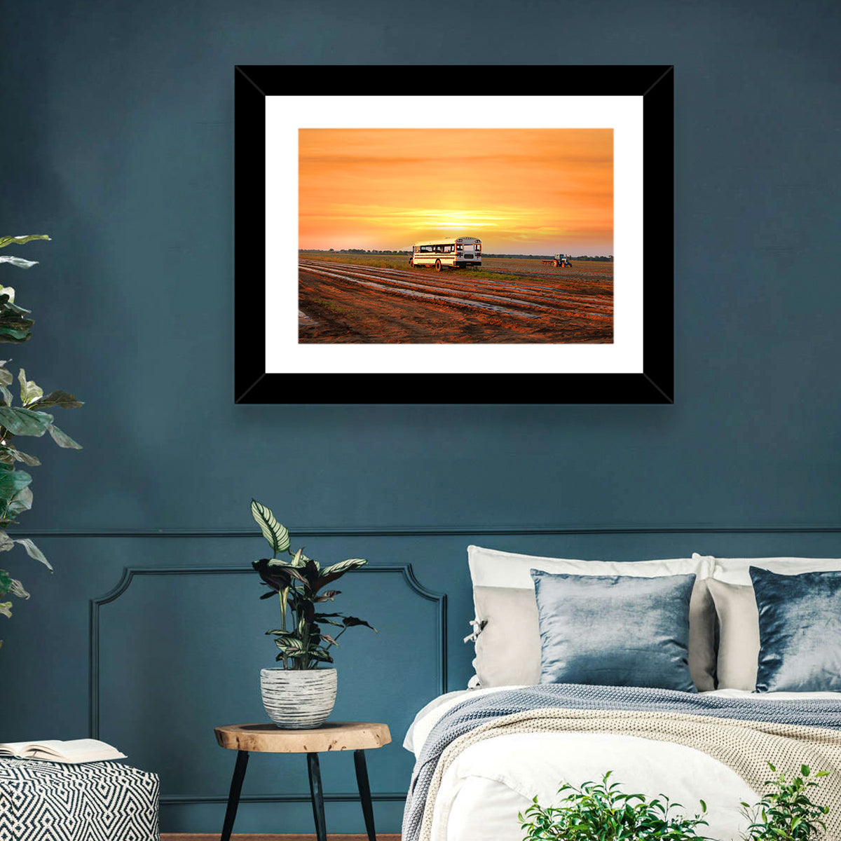 Indiana Farm Field at Golden Hour Wall Art in a room, landscape