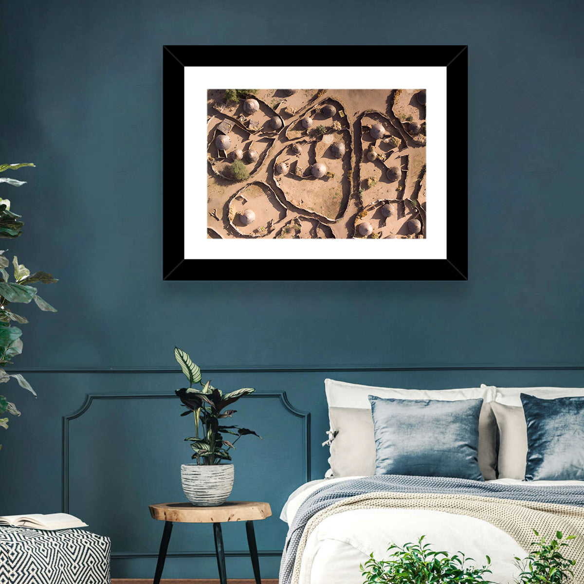 Thatched Huts in Chad Wall Art in a room, landscape
