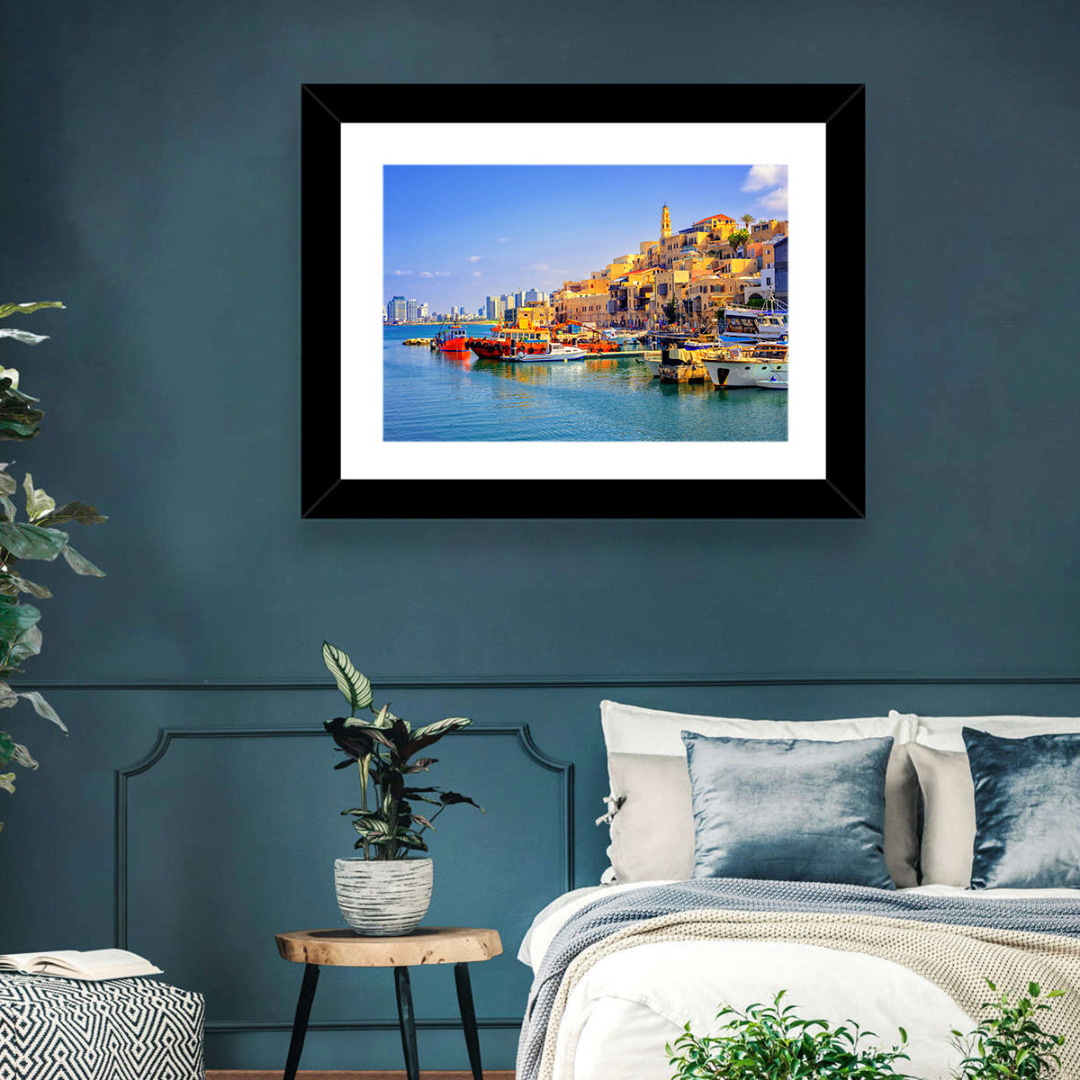 Old Jaffa Harbor Wall Art in a room, landscape