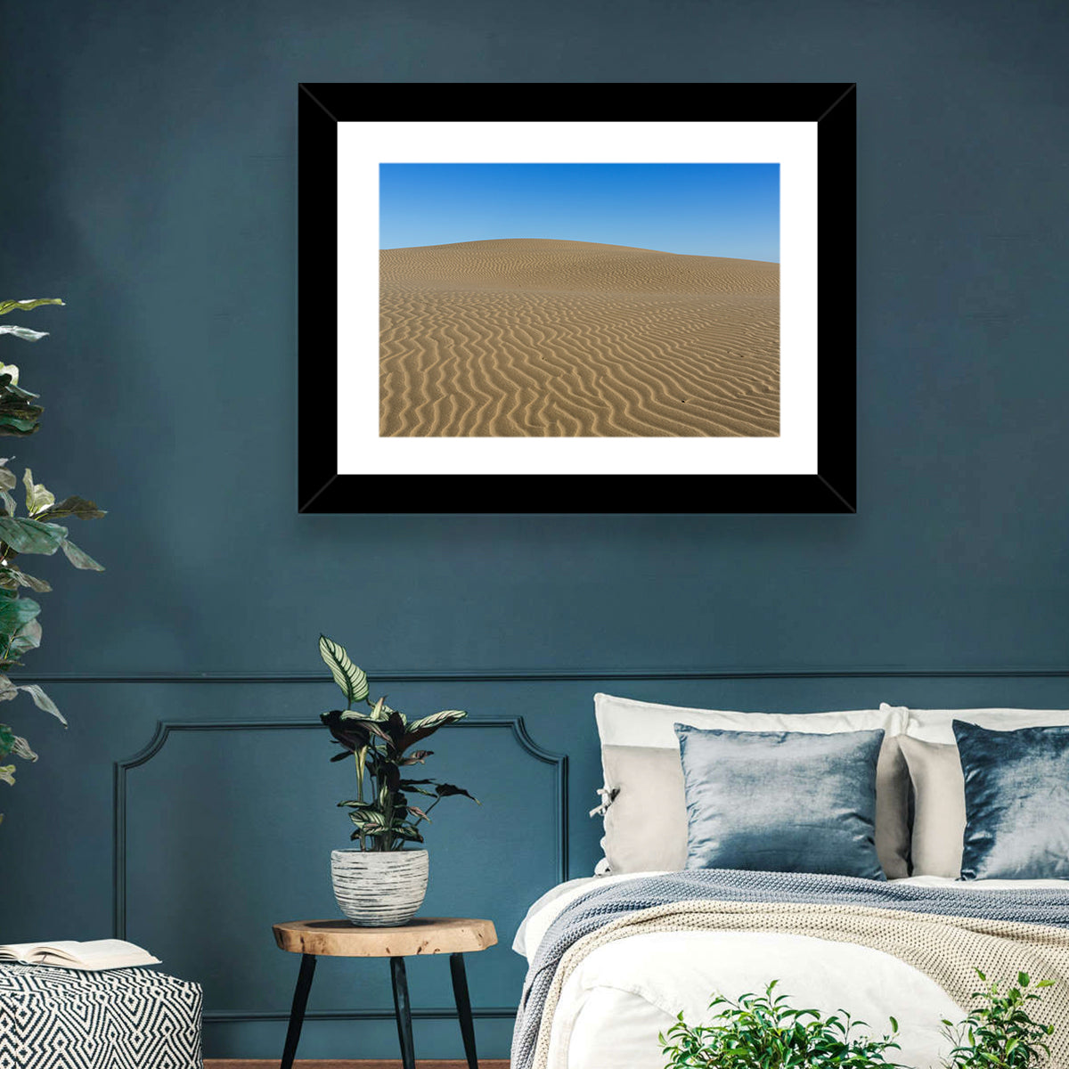 Namib Desert Rippled Sand Dunes Wall Art in a room, landscape