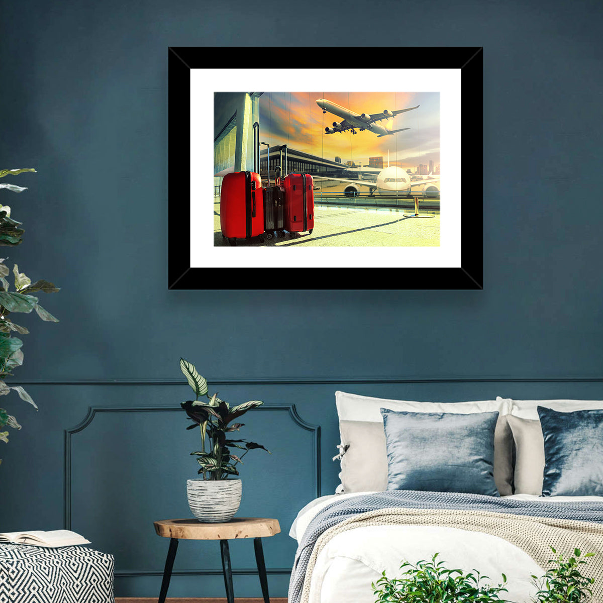 Suitcases at the Airport Window Wall Art